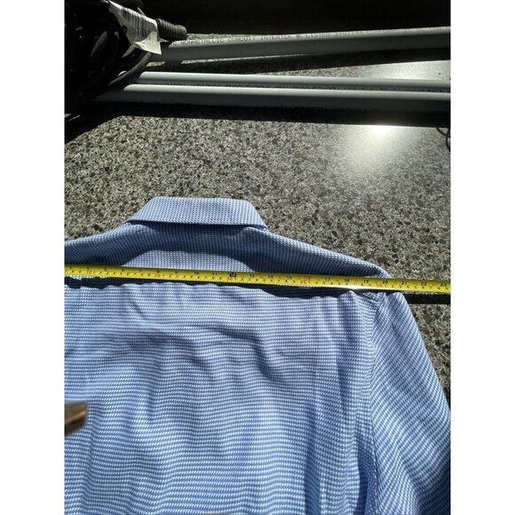 Report Collection Performance Stretch modern Fit Shirt Men’s 18”34/35Blue Check - Picture 16 of 16